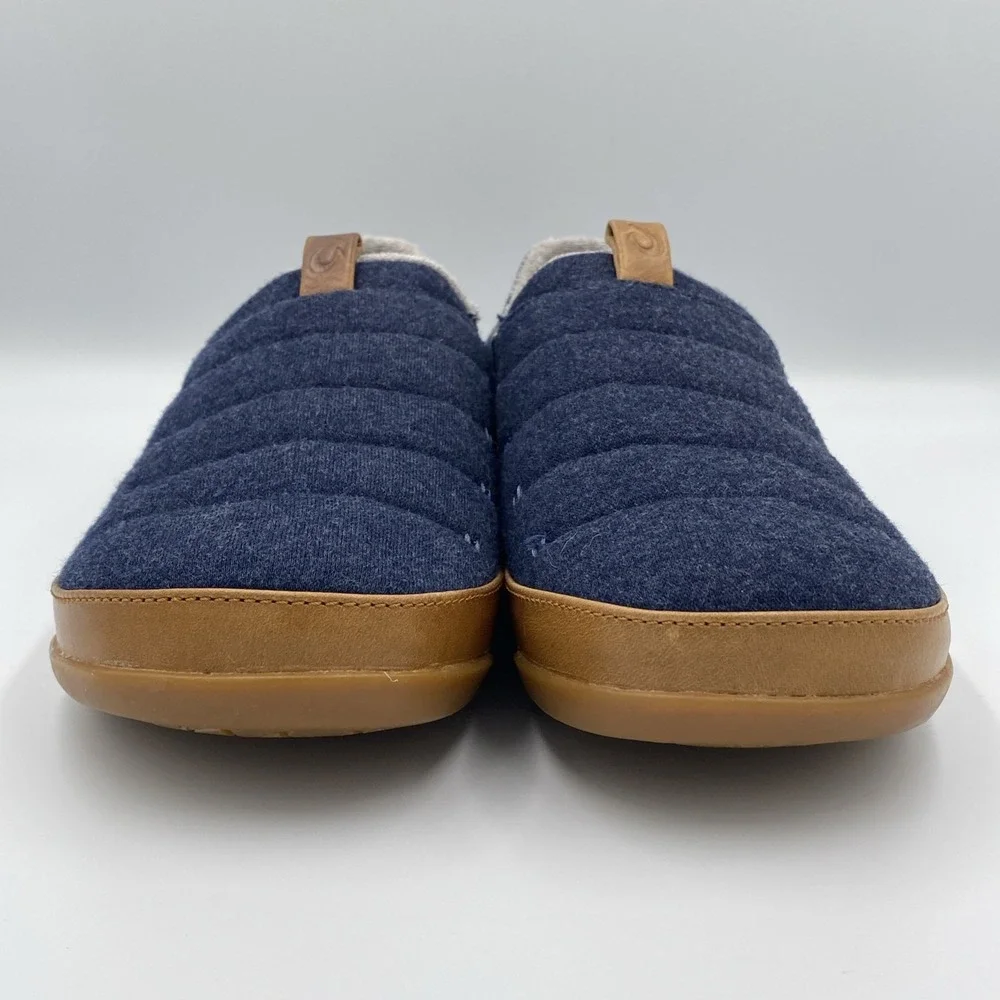 OluKai Mahana Men's Size 9 Blue Heather Jersey Slip-On Slippers 10451-DEDE